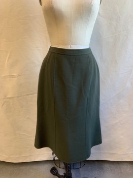 Womens, 1990s Vintage, Suit, Skirt, OSCAR DE LA RENTA, Dk Olive Grn, Wool, Solid, Pencil Skirt, Zip Back