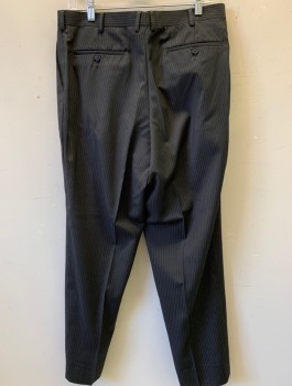 Mens, Suit, Pants, SEAN JOHN, Black, Polyester, Viscose, Stripes - Pin, 32/30, Single Pleat, Slash Pockets,