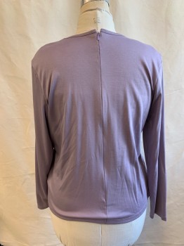 Womens, Top, LL BEAN, Lavender Purple, Cotton, Solid, XL, Crew Neck, Long Sleeves, Zip Back