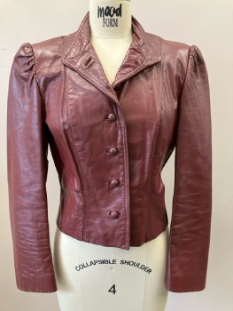 FOXMOOR, Brick Red, Leather, Solid, C.A.l, B.F., L/S, 2 Pckts, Padded Shoulders