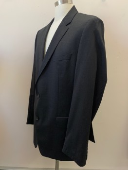 HUGO BOSS, Charcoal Gray, Wool, Heathered, 2 Buttons, SB. Notched Lapel, 2 Flap Pockets, 1 Welt Chest Pocket, Side Vents