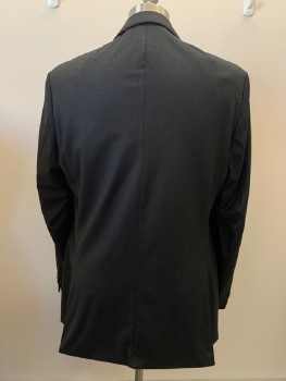 HUGO BOSS, Charcoal Gray, Wool, Heathered, 2 Buttons, SB. Notched Lapel, 2 Flap Pockets, 1 Welt Chest Pocket, Side Vents