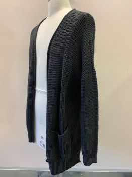 Mens, Cardigan Sweater, UNIVERSAL THREAD, Charcoal Gray, Cotton, Solid, XL, L/S, Open Front, Top Pockets