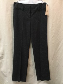 Womens, Slacks, 7TH AVE, Charcoal Gray, Synthetic, Spandex, Tweed, W28, 4, Wide Belt Loops, 4 Pockets, Mid-rise