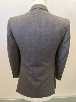 N/L, Brown, White, Wool, Birds Eye Weave, 2 Btn SB, Notched Lapel, 2 Flap Pckts, Side Vents