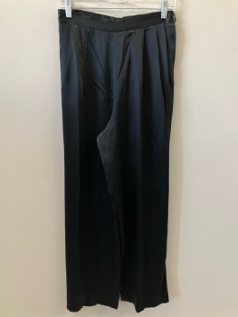 RALPH LAUREN, Black, Silk, Solid, Pleated, 2 Pckts, Side Btn