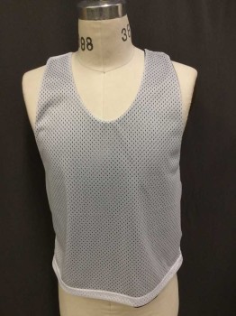 Unisex, Jersey, A4, Navy Blue, White, Polyester, M, Reversible Mesh Tank, Multiples