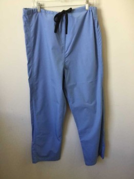 N/L, French Blue, Cotton, Solid, Drawstring Waist with Black Tie, 2 Back Pockets