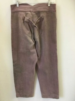 N/L, Dusty Rose Pink, Cotton, Solid, Button Fly, 2 Side Front Pockets, Belted Back, **Dusty/Dirty All Over, Made To Order Reproduction "Old West" Wear