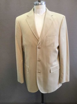 Mens, Sportcoat/Blazer, J. CREW, Tan Brown, Cotton, Solid, 41L, Single Breasted, Collar Attached, Notched Lapel, 3 Buttons,  3 Pockets