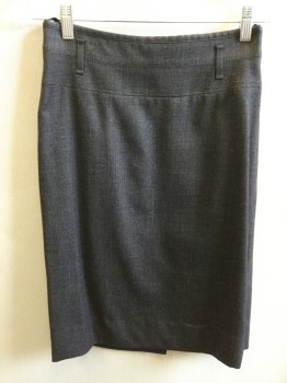 Womens, Suit, Skirt, HUGO BOSS, Black, White, Wool, Birds Eye Weave, W 28, Knee Length, Extra Wide Waistband with Seamed Middle, Belt Loops, Back Zip