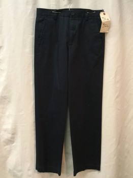 DOCKERS, Navy Blue, Cotton, Solid, Navy, Flat Front,