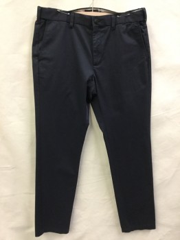 Mens, Casual Pants, BLUE HARBOUR, Dk Gray, Cotton, Solid, 33, 34, Dark Gray, Flat Front, Zip Front, 4 Pockets