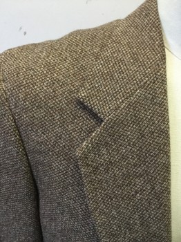 NORDSTROM, Brown, Cream, Wool, Tweed, Single Breasted, Collar Attached, Notched Lapel, 3 Pockets, 2 Buttons