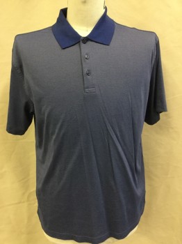 JOSEPH & FEISS, Blue, Gray, Cotton, Polyester, Diamonds, Blue with Gray Very Tiny Diamond Woven, Solid Royal Blue Collar Attached, 3 Button Front, Short Sleeves,