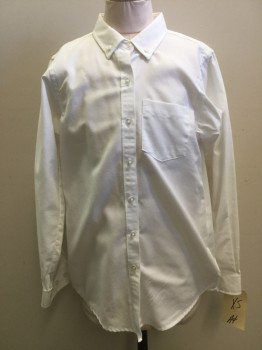 FRENCH TOAST, White, Cotton, Polyester, Solid, Long Sleeves, Button Front, Button Down Collar Attached, 1 Pocket, School Uniform Shirt