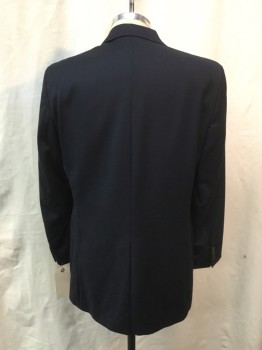 LAUREN, Midnight Blue, Wool, Solid, Single Breasted, 2 Buttons,  3 Pockets, Notched Lapel,