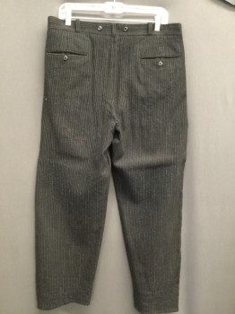 MTO, Brown, Gray, Wool, Stripes - Pin, Flat Front, Button Fly, Slit Pockets, Suspender Buttons, Repaired Holes, Aged/Distressed,