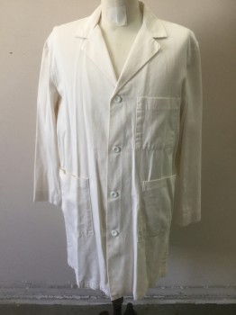 META, Off White, Poly/Cotton, Solid, Men's 4 Buttons, 3 Pockets, Notched Lapel, Belt in Back with Pleats