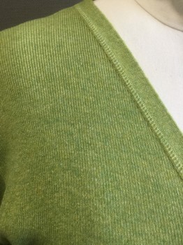 ELLEN TRACY, Lime Green, Rayon, Cashmere, Solid, Button Front, Rib Knit,