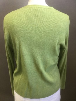Womens, Sweater, ELLEN TRACY, Lime Green, Rayon, Cashmere, Solid, 1XL, Button Front, Rib Knit,