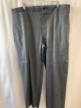 SIAM COSTUMES, Gray, Black, Wool, Herringbone, Flat Front, Button Fly,  4 Pockets, 1 Coin Pocket,