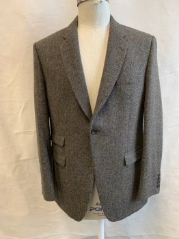 BARBOUR, Brown, Olive Green, Navy Blue, Wool, Tweed, Single Breasted, Collar Attached, Notched Lapel, 4 Pockets