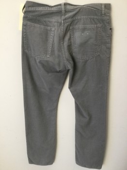Mens, Casual Pants, J CREW, Dove Gray, Cotton, Solid, 30/30, Corduroy, Jean Style, Slim Straight Leg