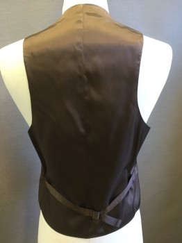Mens, Suit, Vest, GIORGIO PRINZI, Tan Brown, Polyester, Solid, 38, Vest: 5 Button Front, Slit Pockets, Full Back