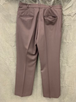 BARBARA MATERA, Chocolate Brown, Polyester, Solid, Twill, Zip Fly, 4 Pockets, Button Tab Closure