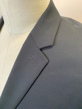 BANANA REPUBLIC, Black, Wool, Solid, Single Breasted, Notched Lapel, 2 Buttons, 3 Pockets, Black/Gray Pinstripe Lining