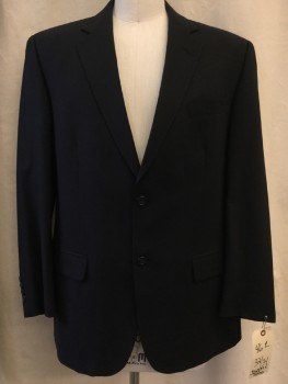 JOSEPH & FEISS, Black, Wool, Solid, Notched Lapel, Collar Attached, 2 Buttons,  3 Pockets,