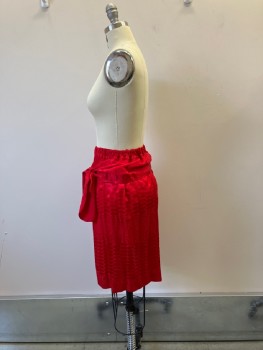 SILK STUDIO, Red, Silk, Abstract , Dots, Jacquard, Straight, Elastic Waist, with Attached Self Sash, Alterations Have Been Made To Waist