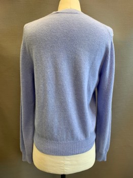 Mens, Pullover Sweater, Acne Studios, Periwinkle Blue, Wool, Heathered, M, L/S, V Neck, Patch on Chest