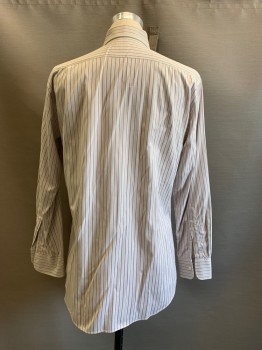 Cego, Gray, Red Burgundy, Cotton, Polyester, Stripes - Vertical , L/S, Button Front, C.A., Chest Pocket