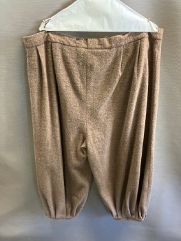 Mens, Historical Fiction Pants, MTO, Taupe, Wool, W40, Pleated Front, B.F., Brass Metal Buttons, Cuffed with Brass Buttons