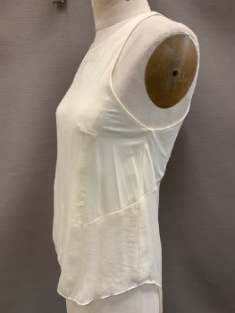 RAG & BONE, Pearl White, Polyester, Solid, Sleeveless, Crew Neck, Back Zip, Poly Lining, Racer Back