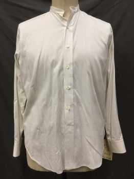 Ivory White, Cotton, Faint Self Novelty Print, Button Front, Collar Band, Long Sleeves,