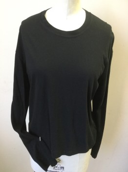 JAMES PERSE, Black, Cotton, Solid, Black, Round Neck,  Long Sleeves,