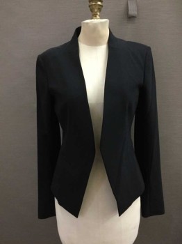 Womens, Blazer, THEORY, Black, Polyester, Solid, 4, Angled Open Front, No Lapel, 2 Welt Pockets,