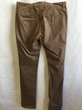 COUNTRY ROAD, Lt Brown, Cotton, Rayon, Solid, 1.5" Waistband with Belt Hoops, Flat Front, Zip Front, 5 Pockets,
