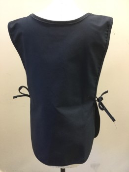 DAINTY MAID, Navy Blue, Polyester, Cotton, Solid, Pull Over, Pockets, Side Ties