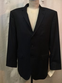 NO LABEL, Midnight Blue, Synthetic, Solid, Midnight Blue, 3 Buttons,  3 Pockets,