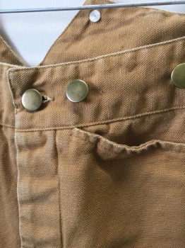 N/L, Caramel Brown, Cotton, Solid, Canvas/Duck, Button Fly, Gold Metal Suspender Buttons at Outside Waist, 3 Pockets Plus 1 Watch Pocket, Reproduction
