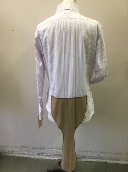 MEL GAMBERT, White, Aubergine Purple, Lilac Purple, Cotton, Stripes - Pin, Button Front, Spread Collar, Long Sleeves, Needs Links, Crotch Strap Snaps Front