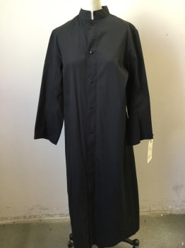 Unisex, Cassock, ABBEY, Black, Polyester, Solid, 12 Y, Children Alter Boy, Long Sleeves, Snap Front, Collar Band