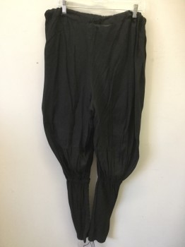 ACADEMY COSTUMES, Black, Cotton, Solid, Drawstring Waist, Below Knee Elastic, Inseam Calf Lace Up