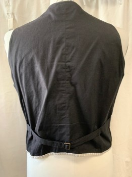 SIAM COSTUMES, Gray, Black, Wool, Herringbone, 6 Button Front, 4 Welt Pocket, Self Belt Tab Back,