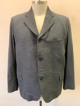 SIAM COSTUMES , Dk Gray, Cotton, Solid, Canvas Material, Single Breasted, Notched Lapel, 3 Buttons, 3 Pockets, Made To Order