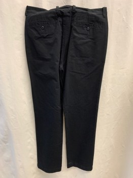 Mens, Casual Pants, J. CREW, Black, Cotton, 33/32, Side Pockets, Zip Front, Flat Front